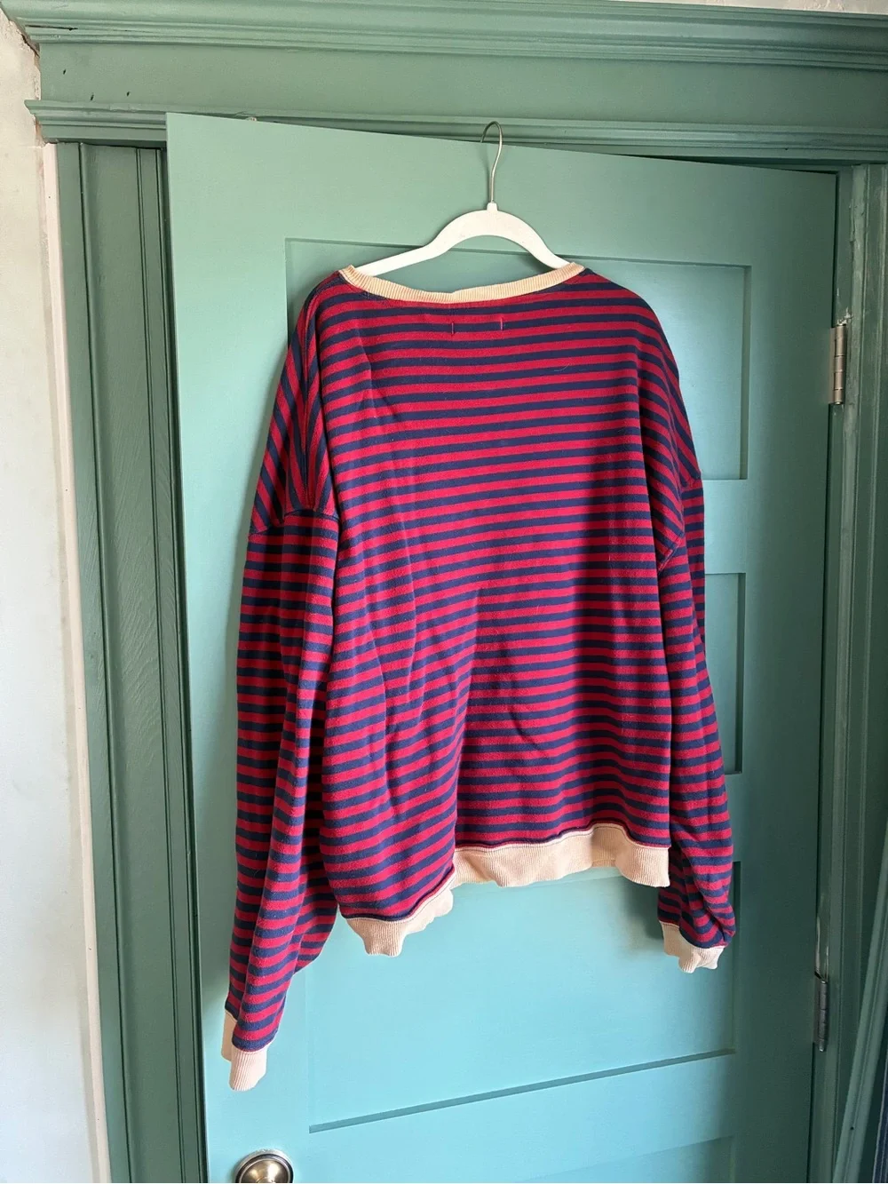 We the Free Free People Navy and Red Striped Crew Size Medium - Picture 3 of 4